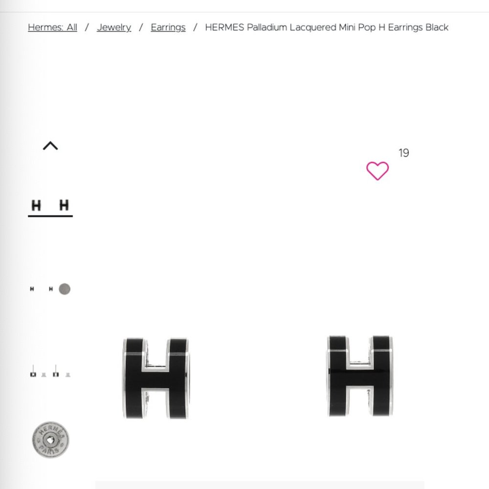 Hermes Palladium Lacquered Mini Pop H Earrings Black
